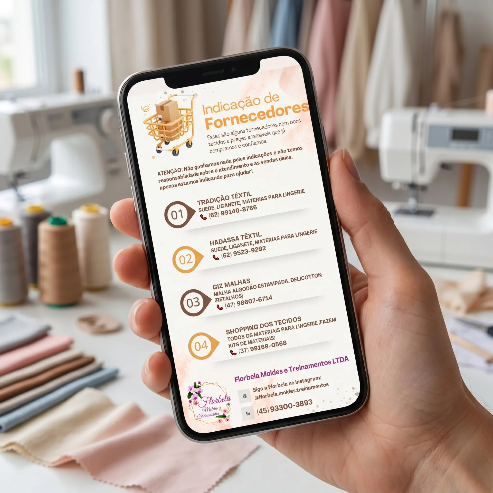Mockup da lista de fornecedores em PDF