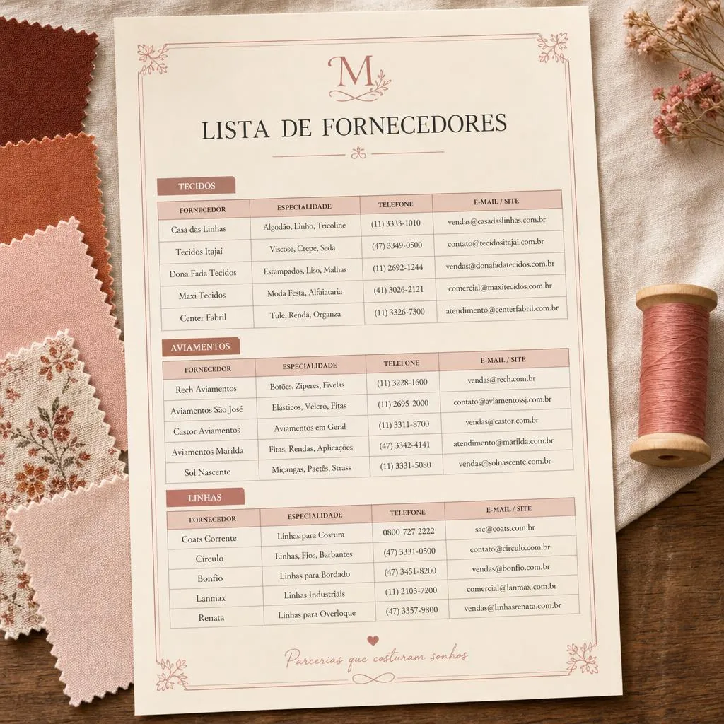 Mockup da lista de fornecedores em PDF